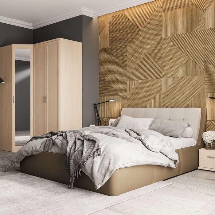 Кровать Гесиона 180х200 серо-коричневого цвета с подъемным механизмом  - купить Кровати для спальни по цене 32655.0