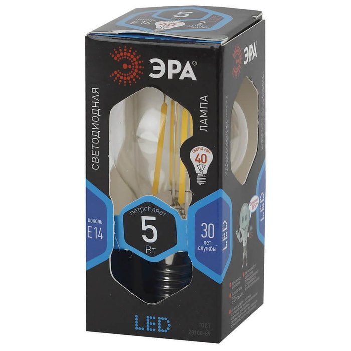 Лампа светодиодная филаментная E14 5W 4000K прозрачная - купить Лампочки по цене 118.0