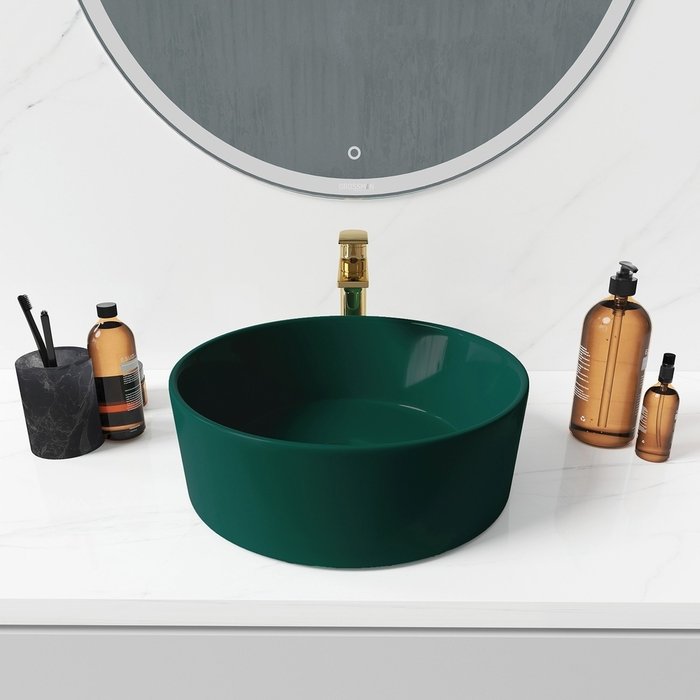 Раковина накладная Grossman зеленого цвета круглая 40 см - лучшие Раковины для ванной комнаты в INMYROOM