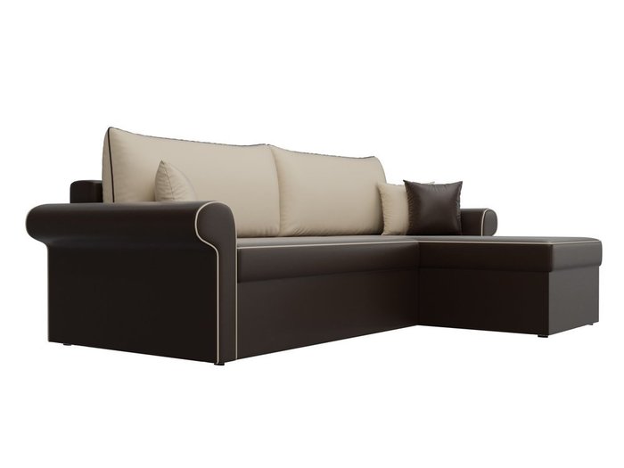Угловой диван-кровать Милфорд бежево-коричневого цвета (экокожа) правый угол - лучшие Угловые диваны в INMYROOM