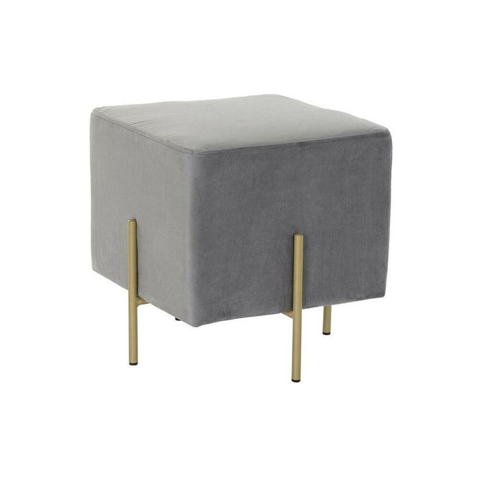 Пуфик подставка для ног Scandi Серый Позолоченный Металл Велюр 42 x 42 x 45 cm