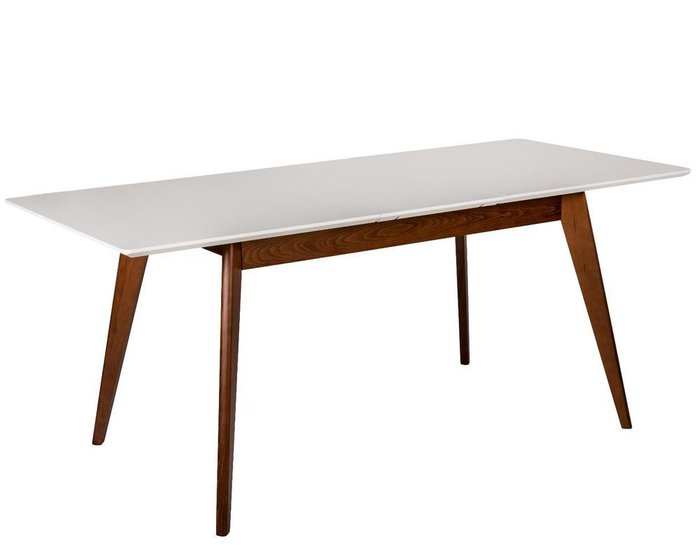 Стол обеденный раскладной Лунд бело-коричневого цвета - лучшие Обеденные столы в INMYROOM