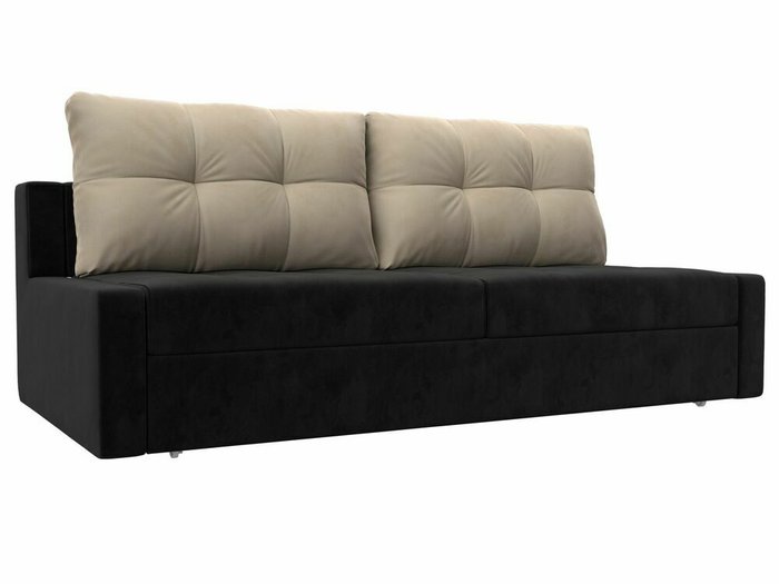 Прямой диван-кровать Мартин черно-бежевого цвета