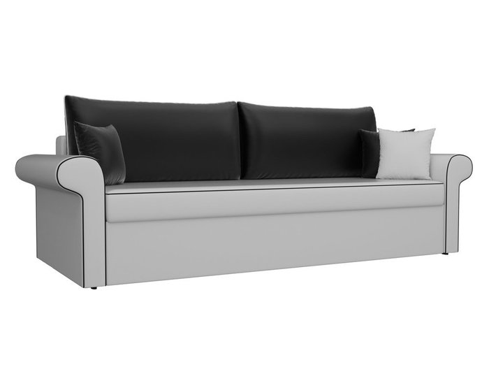 Прямой диван-кровать Милфорд черно-белого цвета (экокожа)