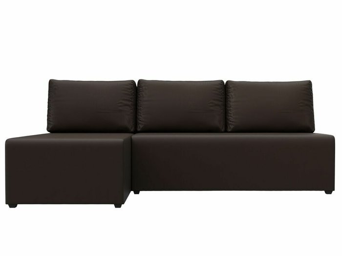 Угловой диван-кровать Поло коричневого цвета (экокожа) левый угол - купить Угловые диваны по цене 19999.0