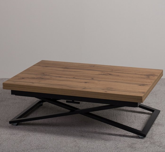Стол трансформер Compact цвета дуб вотан на черных опорах - купить Обеденные столы по цене 26200.0