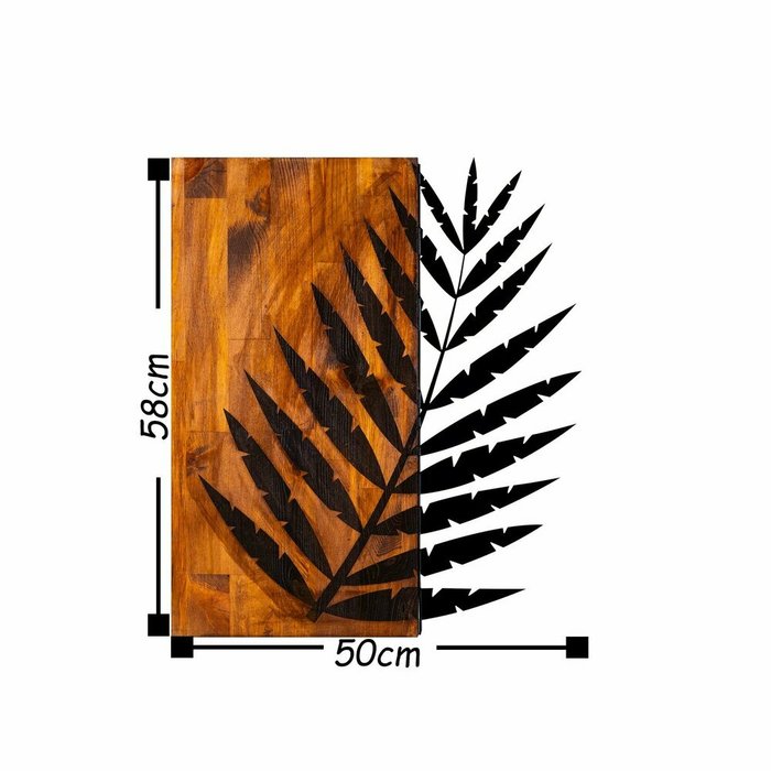 Настенный декор Лист 50x58 коричнево-черного цвета - лучшие Декор стен в INMYROOM