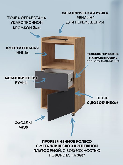 Офисная тумба К-33 черно-коричневого цвета - лучшие Офисные тумбочки в INMYROOM