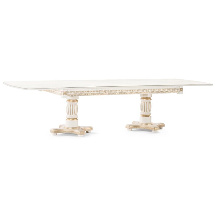 Раскладной обеденный стол Морнит бело-золотого цвета - лучшие Обеденные столы в INMYROOM