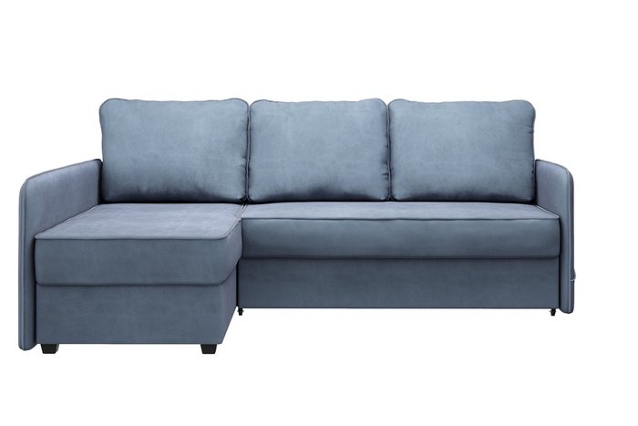 Угловой диван-кровать левый Слим синего цвета