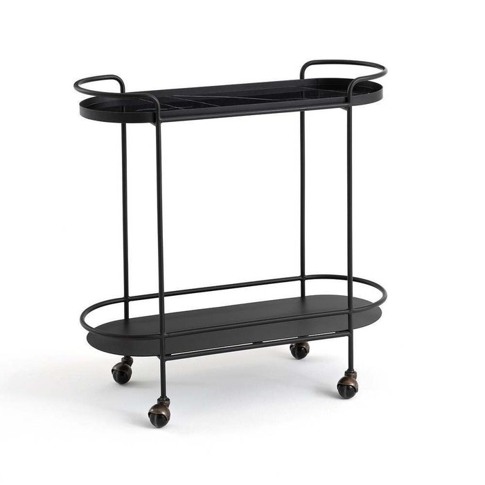 Стол сервировочный на колесиках под мрамор Alma черного цвета - купить Сервировочные столики по цене 49334.0