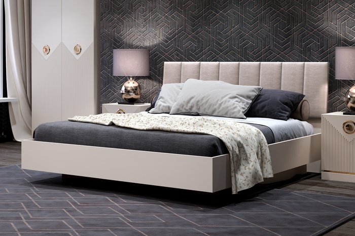 Кровать Капри-7 140х200 бежевого цвета с подъёмным основанием  - лучшие Кровати для спальни в INMYROOM