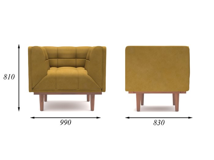 Кресло Грандис горчичного цвета - купить Интерьерные кресла по цене 34990.0