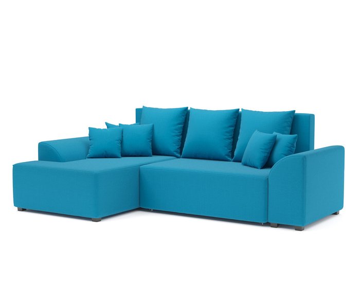 Угловой диван-кровать Каскад светло-синего цвета левый угол
