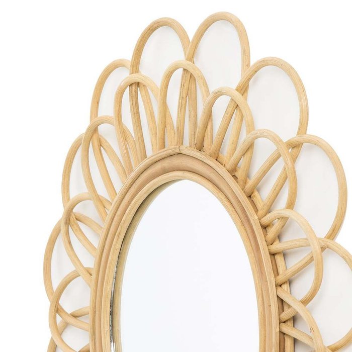 Зеркало из ротанга в форме двойного цветка Nogu бежевого цвета - купить Настенные зеркала по цене 3500.0