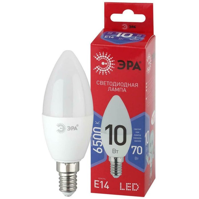Лампа светодиодная ЭРА E14 10W 6500K матовая B35-10W-865-E14 R - лучшие Лампочки в INMYROOM