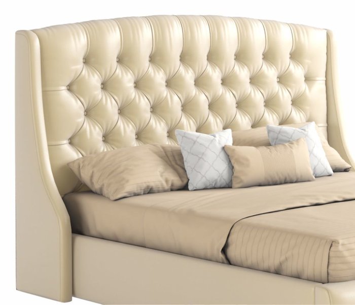 Кровать Стефани 140х200 с подъемным механизмом бежевого цвета - лучшие Кровати для спальни в INMYROOM