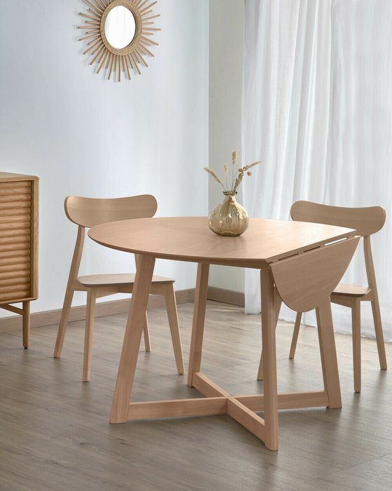 Стол круглый раскладной Maryse из дерева - купить Обеденные столы по цене 95990.0