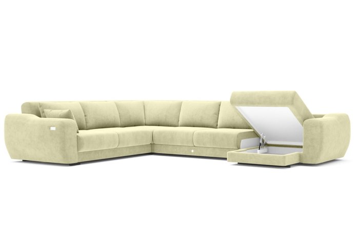 Модульный диван-кровать серо-бежевого цвета - купить Угловые диваны по цене 400000.0