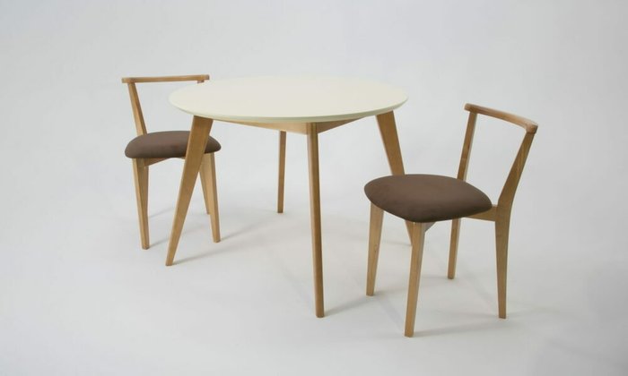 Обеденная группа Сканди D90 с двумя стульями коричневого цвета - купить Обеденные группы по цене 32880.0