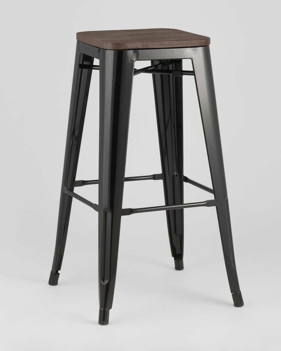 Стул барный Tolix Wood черного цвета - купить Барные стулья по цене 6290.0
