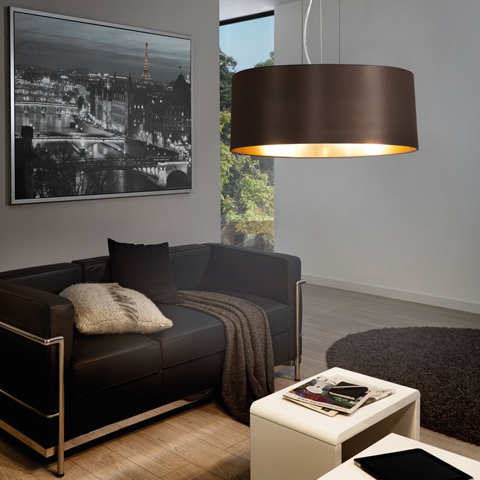 Подвесной светильник Maserlo Cappuccino 31608 (ткань, цвет золото) - купить Подвесные светильники по цене 19290