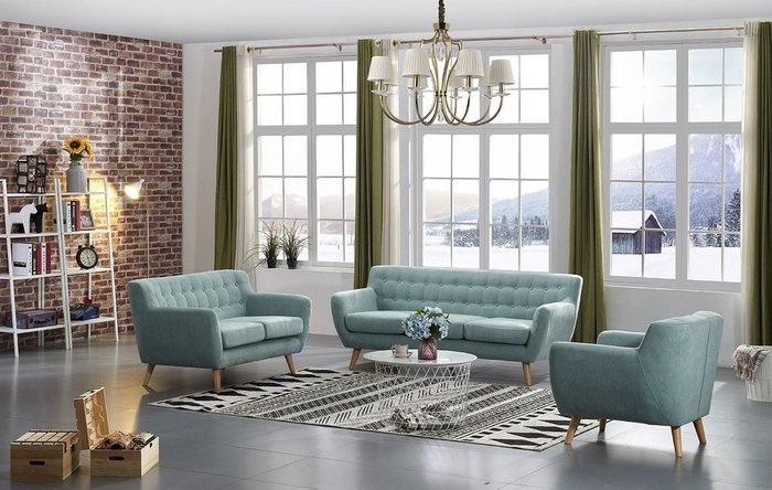 Прямой диван Copenhagen бирюзового цвета - купить Прямые диваны по цене 51460.0