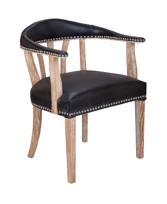 Стул с подлокотником Tanner black leather черного цвета - купить Обеденные стулья по цене 27900.0 Стул с подлокотником Tanner black leather черного цвета - купить Обеденные стулья по цене 27900.0