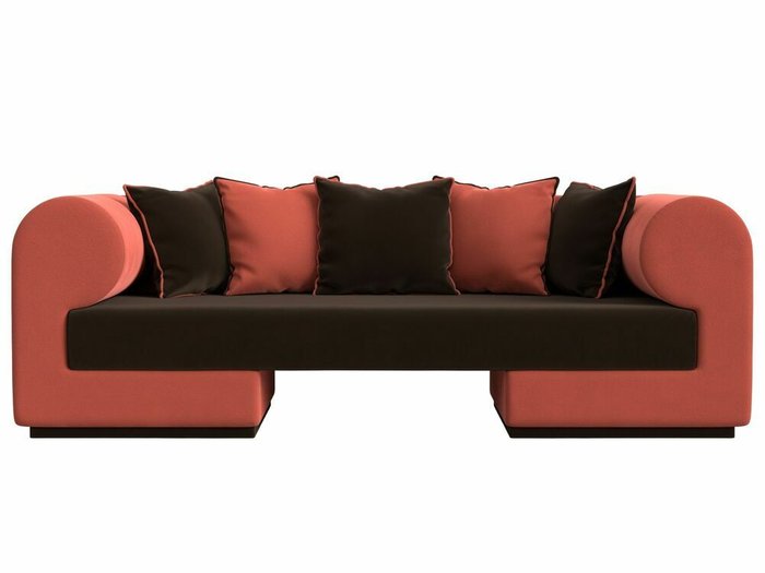 Прямой диван Кипр коричнево-кораллового цвета - купить Прямые диваны по цене 47999.0