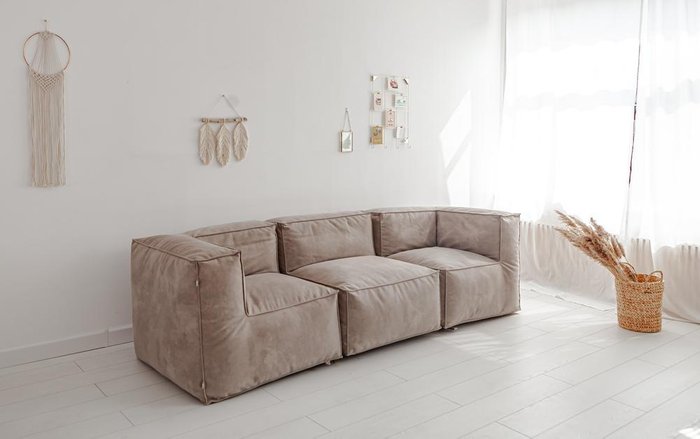 Сет из модулей Flat Velur 3mod коричневого цвета - купить Бескаркасная мебель по цене 86875.0