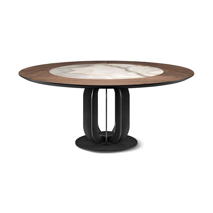 Обеденный стол Rotor 7 бело-коричневого цвета