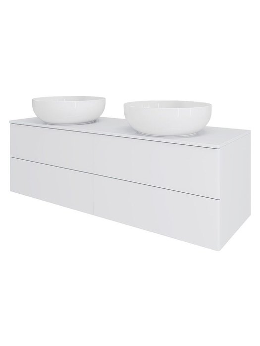 Подвесная тумба с двумя раковинами Orange Отто Ot-130TuMDF+B07-420W белого цвета