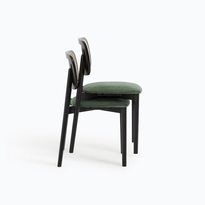 Комплект из двух стульев из бука и плетения Rivio зеленого цвета - лучшие Обеденные стулья в INMYROOM