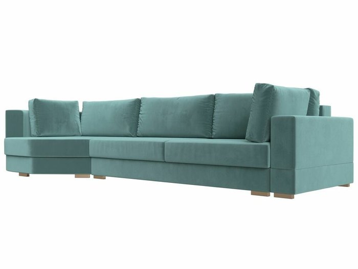 Угловой диван-кровать Лига 026 бирюзового цвета левый угол