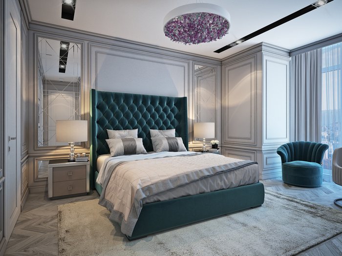 Кровать Jackie King Велюр Бирюзовый 140х200  - купить Кровати для спальни по цене 102000.0