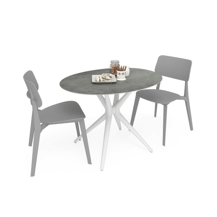 Обеденная группа из стола и двух стульев серого цвета