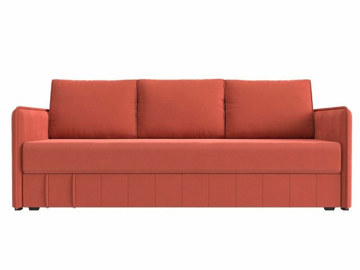 Прямой диван-кровать Слим кораллового цвета с пружинным блоком - купить Прямые диваны по цене 46999.0