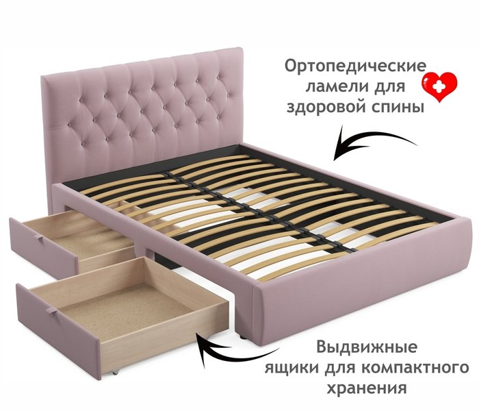 Кровать Verona 160х200 лилового цвета без подъемного механизма - лучшие Кровати для спальни в INMYROOM