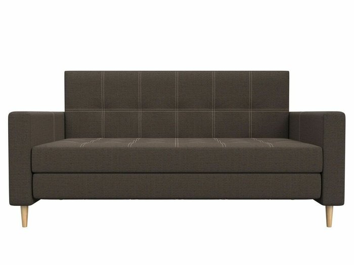 Диван-кровать Лига 038 в обивке из рогожки темно-коричневого цвета - купить Прямые диваны по цене 32999.0