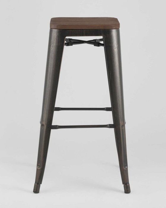 Стул барный Tolix Wood из стали и дерева  - лучшие Барные стулья в INMYROOM