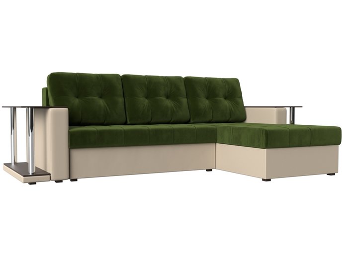 Угловой диван-кровать Даллас зеленого цвета