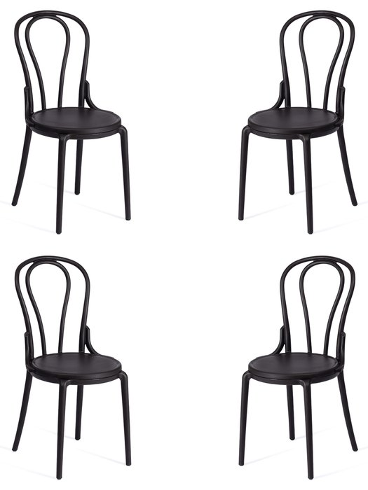 Набор из четырех стульев Thonet черного цвета