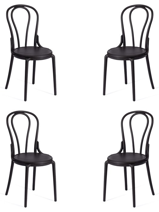 Набор из четырех стульев Thonet черного цвета Набор из четырех стульев Thonet черного цвета
