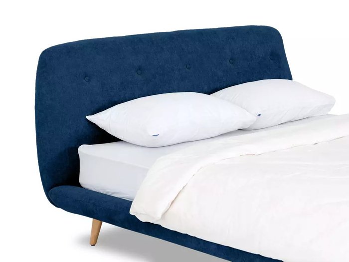 Кровать Loa 160х200 темно-синего цвета без подъемного механизма - лучшие Кровати для спальни в INMYROOM