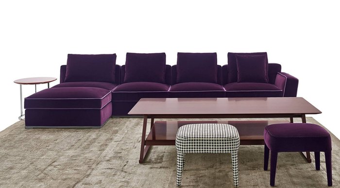 Диван угловой Моцарт с пуфом пурпурного цвета - лучшие Угловые диваны в INMYROOM