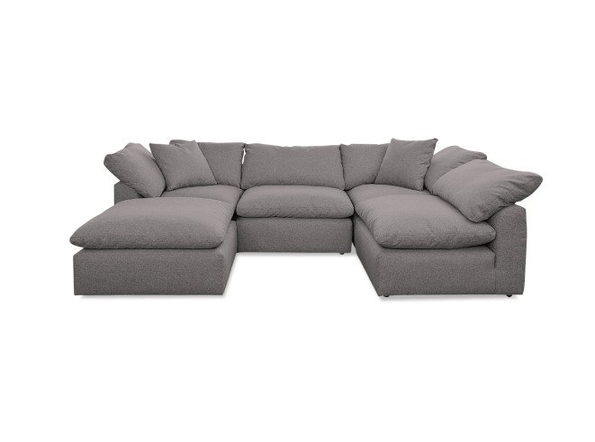 Модульный п-образный угловой диван серого цвета
