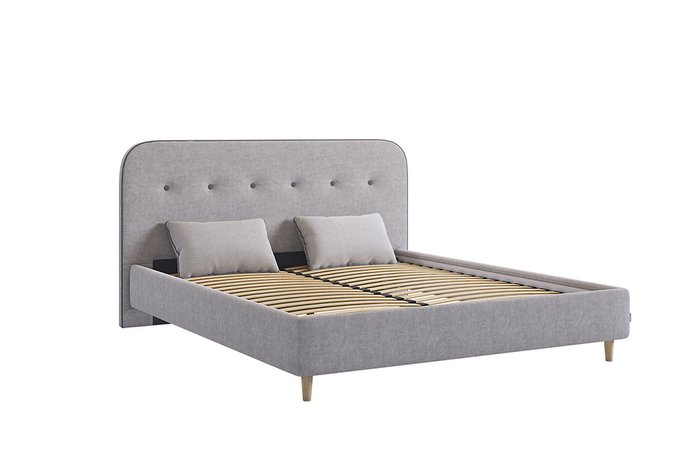 Кровать Лео 160х200 серого цвета без подъемного механизма - купить Кровати для спальни по цене 24790.0
