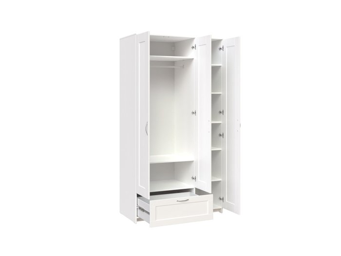 Шкаф Сириус трёхдверный белого цвета с выдвижным ящиком - купить Шкафы распашные по цене 37499.0