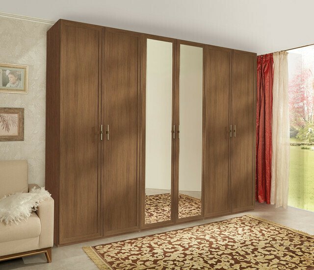 Шкаф шестидверный с зеркалами Palmari коричневого цвета - купить Шкафы распашные по цене 136367.0