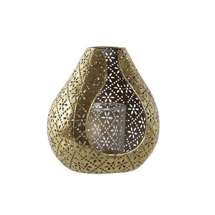 Свечи Подсвечник Home ESPRIT Позолоченный Металл Стеклянный 12,5 x 11,5 x 13,5 cm